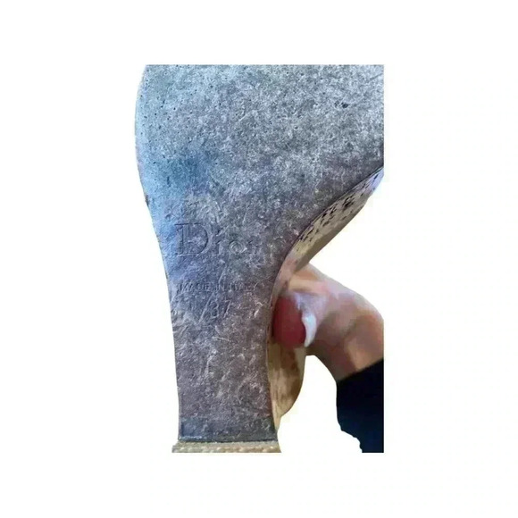 DIOR Womens Shoes Natural Open Toe Wedge Sandals Made in Italy Heels Size 37. - Picture 13 of 13